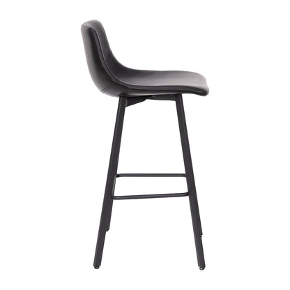 Armless 30 Inch Bar Height Barstools with Footrests in Black, Set of 2