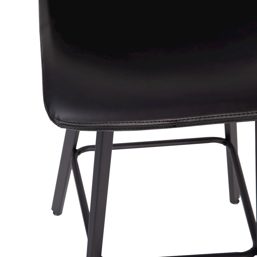 Armless 30 Inch Bar Height Barstools with Footrests in Black, Set of 2