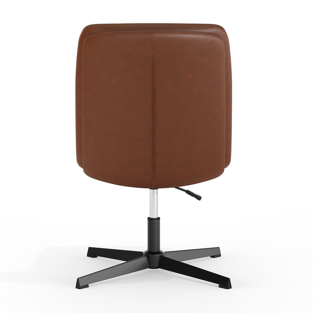 Cognac Padded LeatherSoft Armless Stationary Task Office Chair, Black Frame