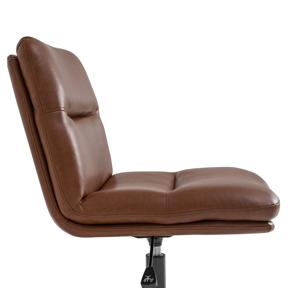 Cognac Padded LeatherSoft Armless Stationary Task Office Chair, Black Frame