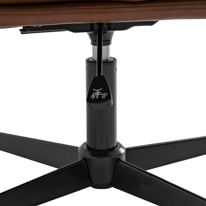 Cognac Padded LeatherSoft Armless Stationary Task Office Chair, Black Frame