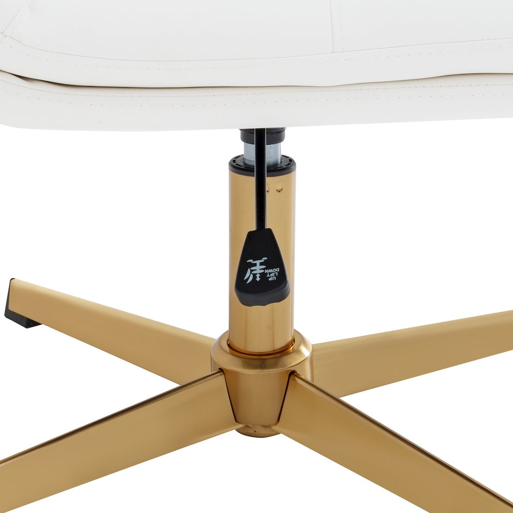White Padded LeatherSoft Armless Stationary Task Office Chair, Gold Frame