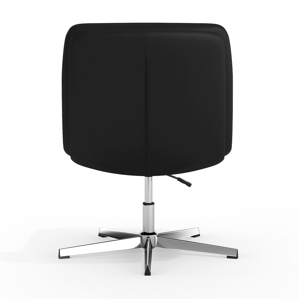 Black Padded LeatherSoft Armless Stationary Task Office Chair, Chrome Frame