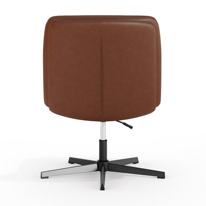 Cognac Padded LeatherSoft Armless Stationary Task Office Chair, Black Frame