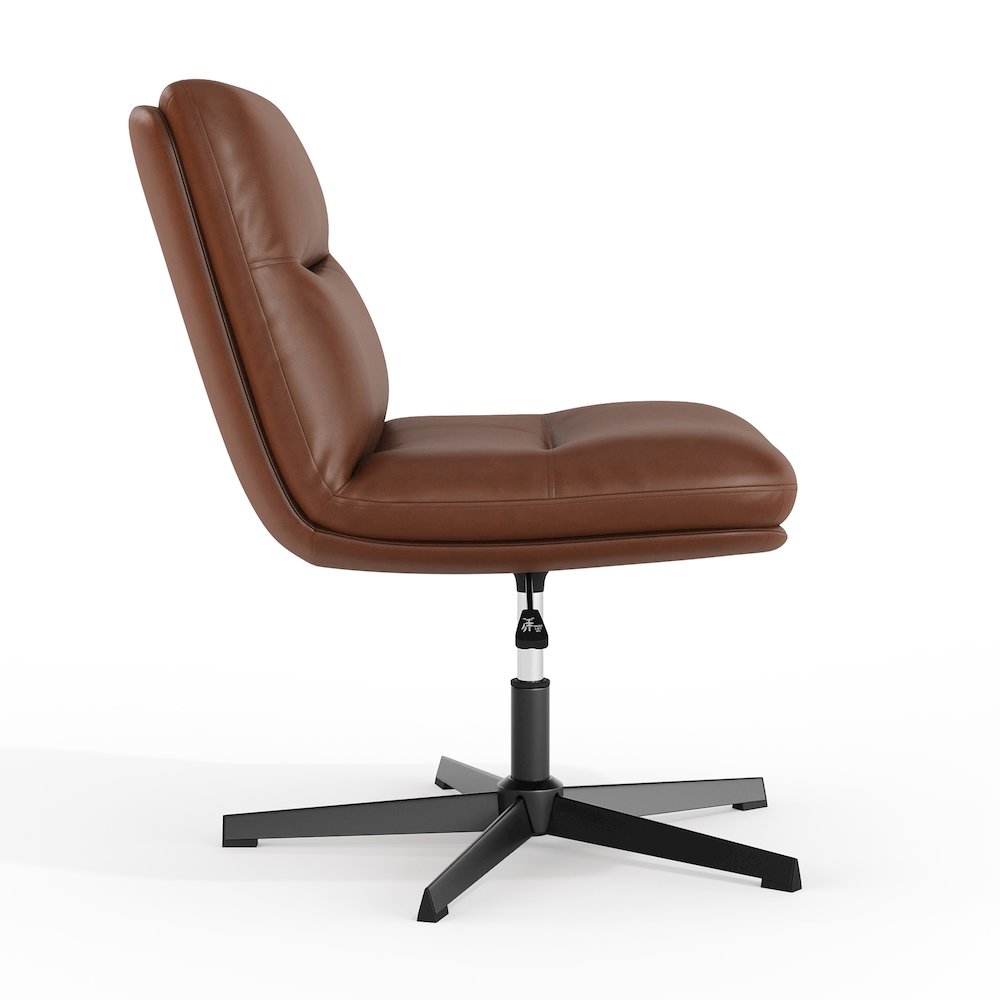 Cognac Padded LeatherSoft Armless Stationary Task Office Chair, Black Frame