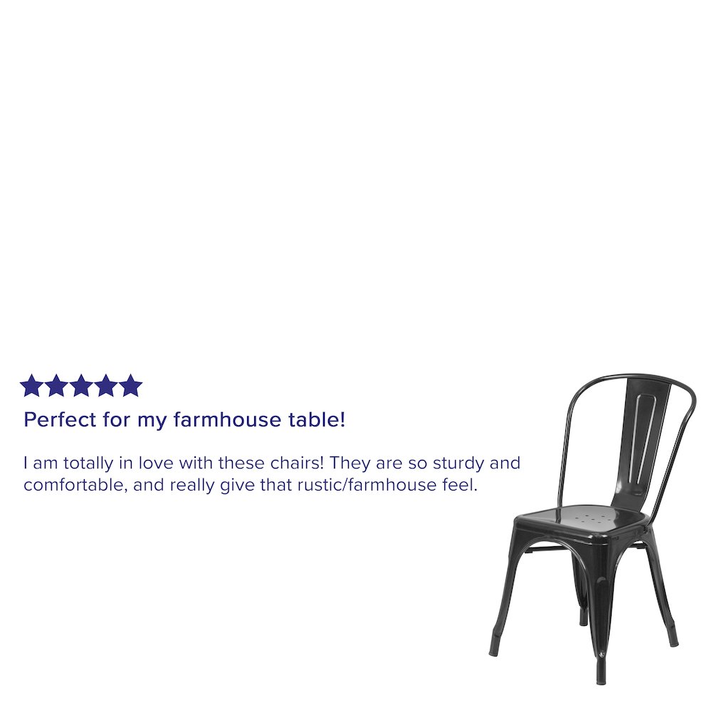 Commercial Grade Black Metal Indoor-Outdoor Stackable Chair