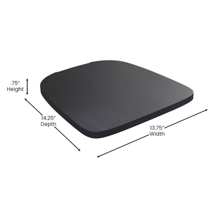 Black Metal Indoor-Outdoor Stackable Chair with Black Poly Resin Wood Seat