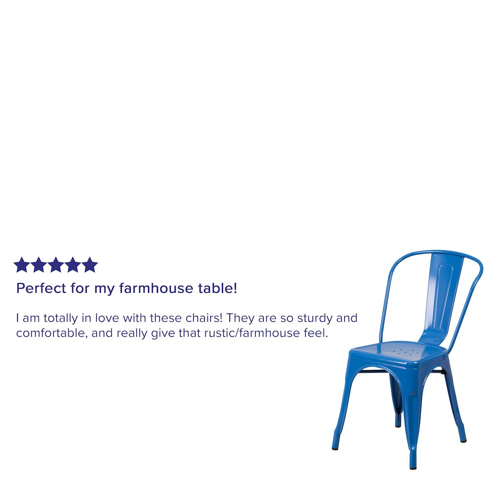Commercial Grade Blue Metal Indoor-Outdoor Stackable Chair