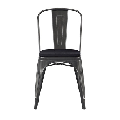 Black-Antique Gold Metal Indoor-Stackable Chair with Black Poly Resin Wood Seat