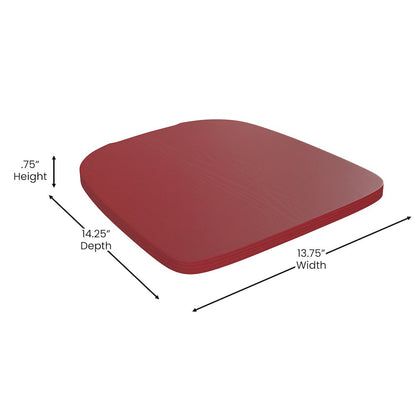 Red Metal Indoor-Outdoor Stackable Chair with Red Poly Resin Wood Seat