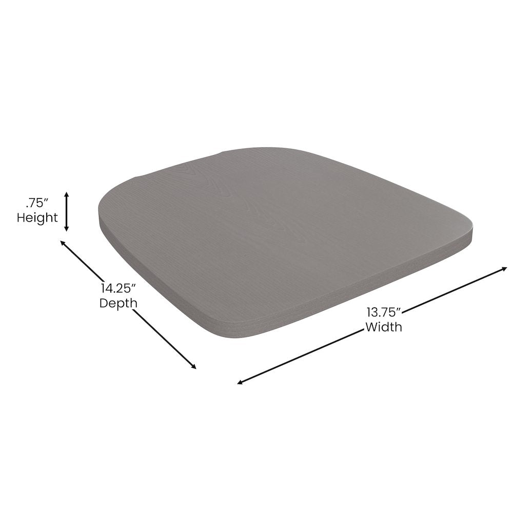White Metal Indoor-Outdoor Stackable Chair with Gray Poly Resin Wood Seat