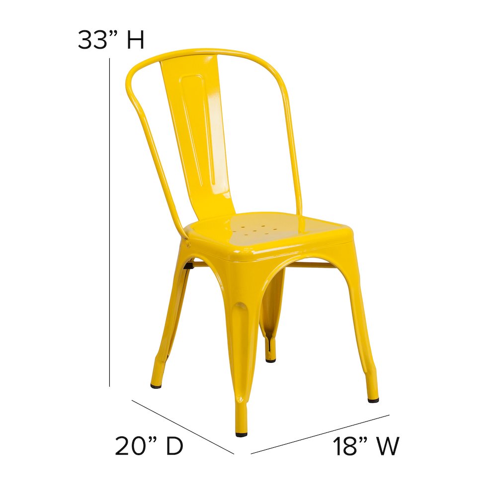 Commercial Grade Yellow Metal Indoor-Outdoor Stackable Chair