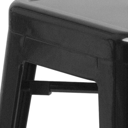 24" High Backless Black Metal Indoor-Outdoor Counter Height Stool with Seat