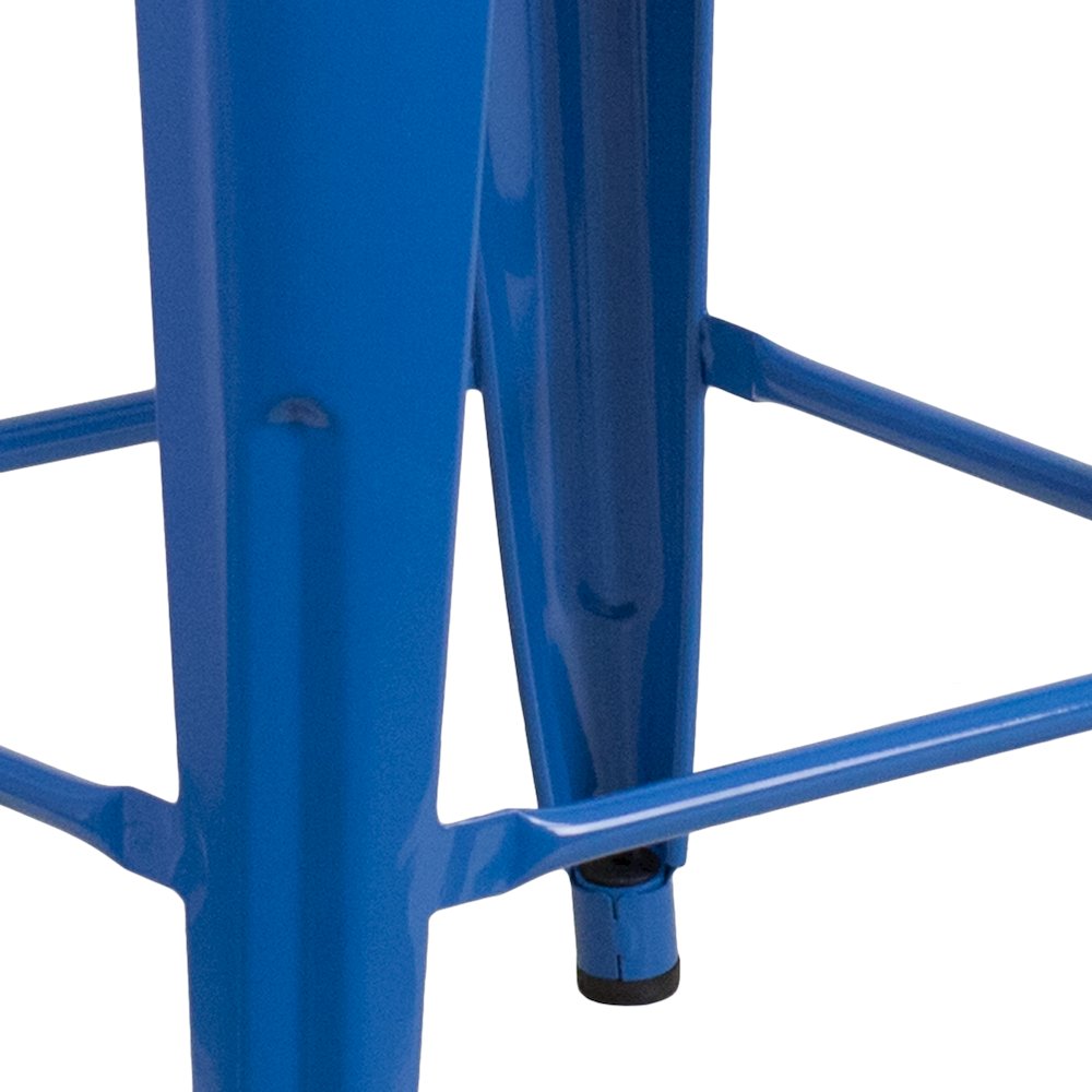 24" High Backless Blue Metal Indoor-Outdoor Counter Height Stool with Seat