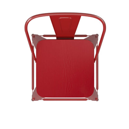 24" High Red Metal Indoor-Counter Height Stool with Removable Back