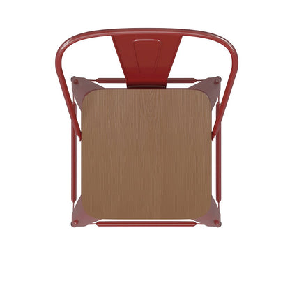 24" High Red Metal Indoor-Counter Height Stool with Removable Back