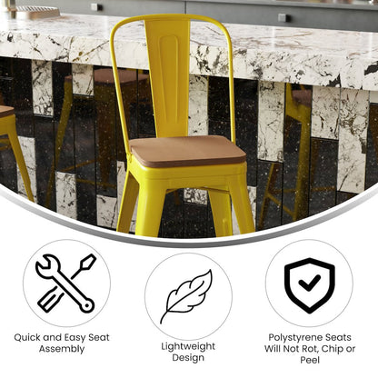 24" High Yellow Metal Indoor-Counter Height Stool with Removable Back