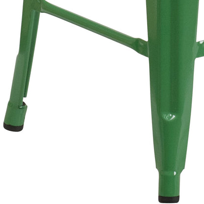 24" High Backless Green Metal Indoor-Outdoor Counter Height Stool with Seat