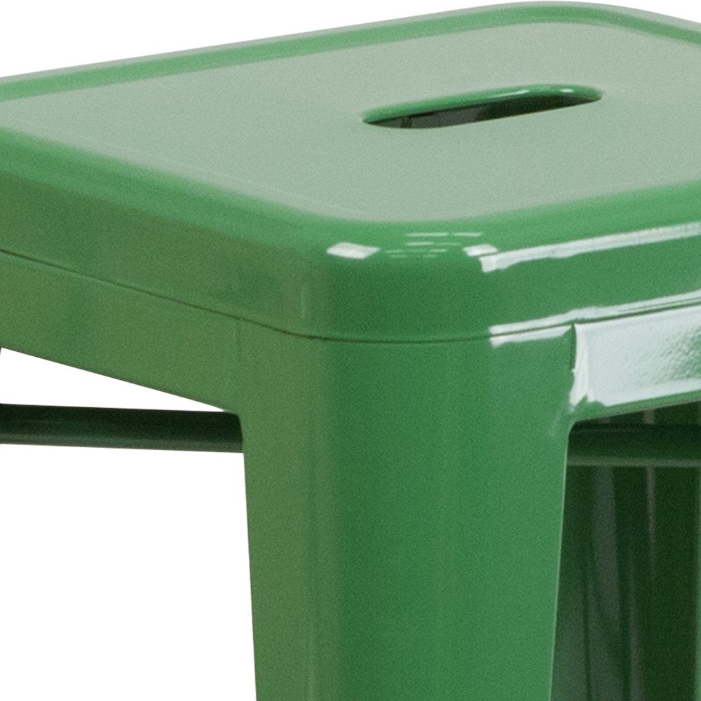 24" High Backless Green Metal Indoor-Outdoor Counter Height Stool with Seat