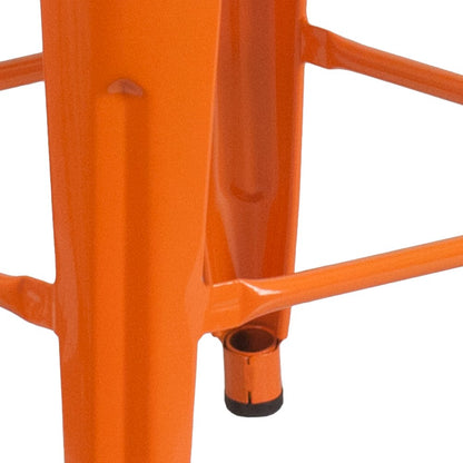 24" High Backless Orange Metal Indoor-Outdoor Counter Height Stool with Seat