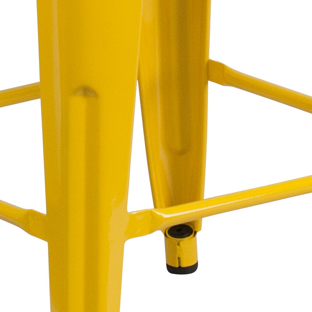 24" High Backless Yellow Metal Indoor-Outdoor Counter Height Stool with Seat