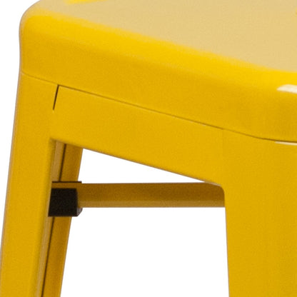 24" High Backless Yellow Metal Indoor-Outdoor Counter Height Stool with Seat