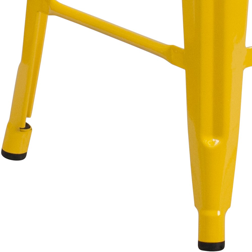 24" High Backless Yellow Metal Indoor-Outdoor Counter Height Stool with Seat