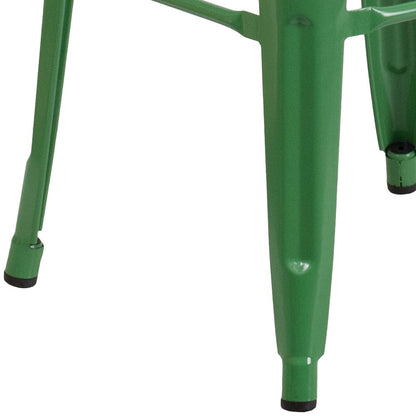 Commercial Grade 30" High Backless Green Metal Indoor-Outdoor Barstool with Square Seat