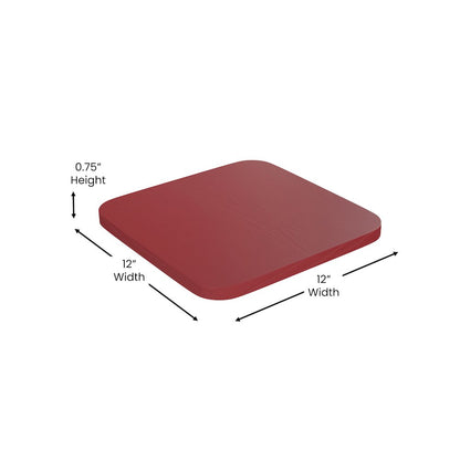 30" High Red Metal Indoor-Outdoor Barstool with Red Poly Resin Wood Seat