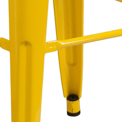 30" High Backless Yellow Metal Indoor-Outdoor Barstool with Square Seat