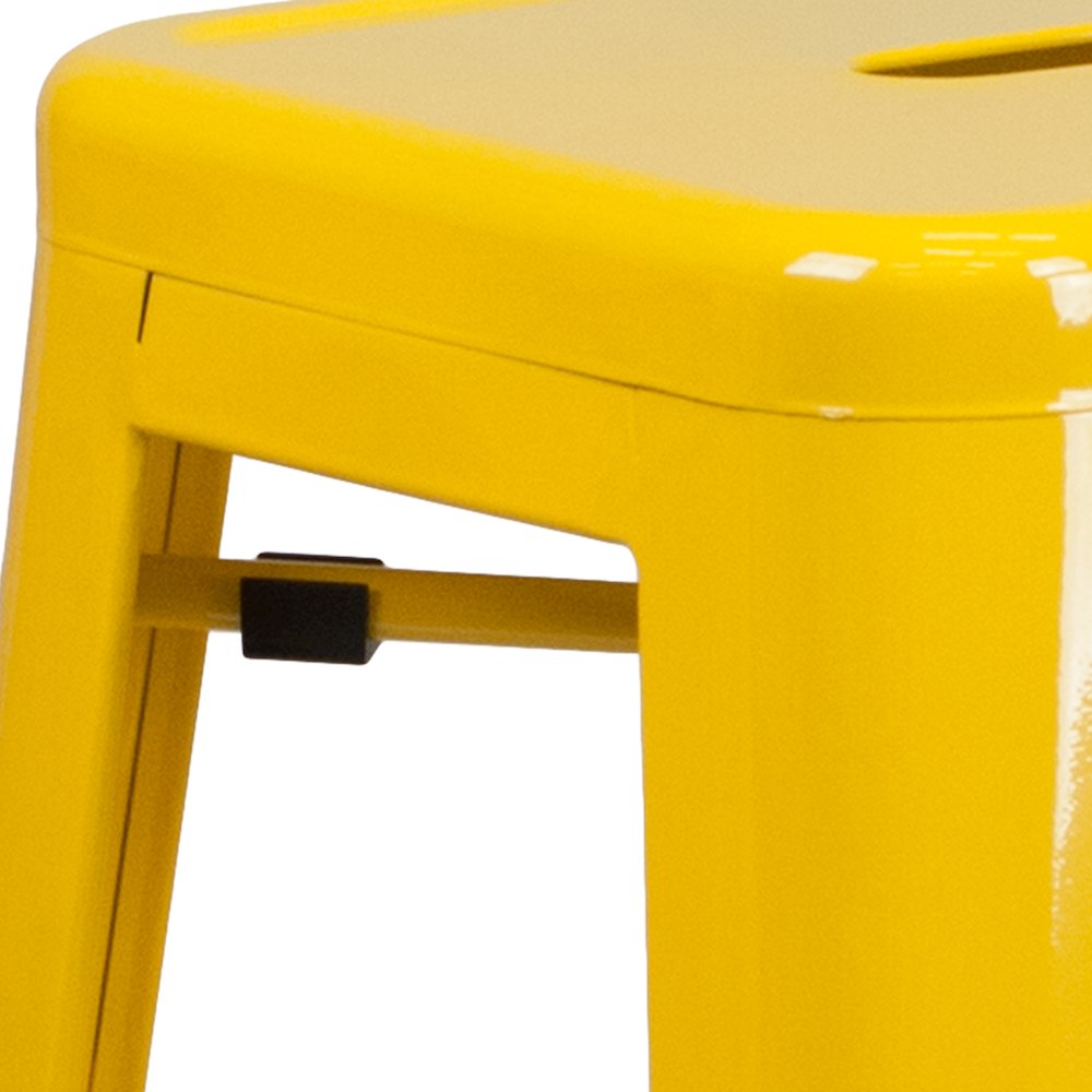 30" High Backless Yellow Metal Indoor-Outdoor Barstool with Square Seat
