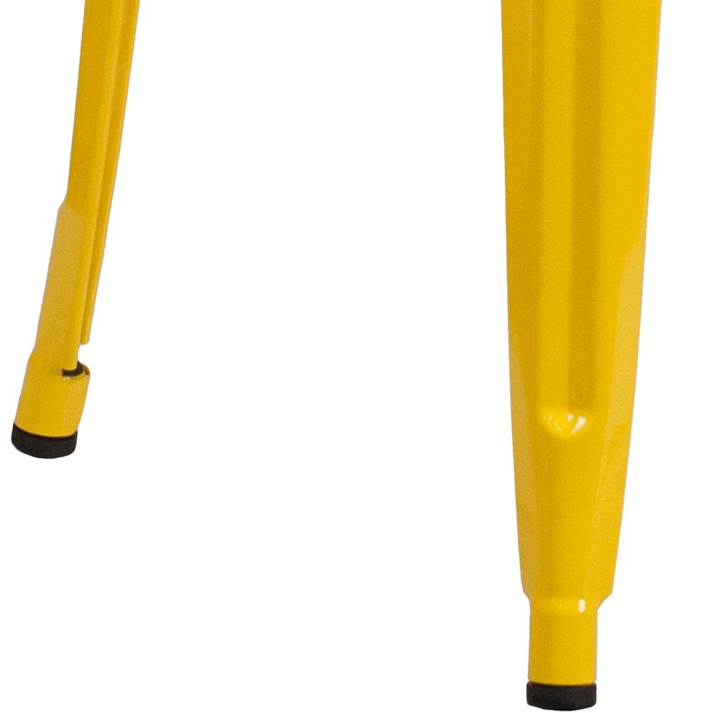 30" High Backless Yellow Metal Indoor-Outdoor Barstool with Square Seat
