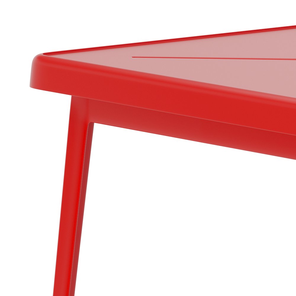 Commercial Grade 23.75" Square Red Metal Indoor-Outdoor Bar Height Table
