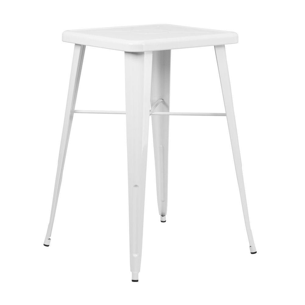Commercial Grade 23.75" Square White Metal Indoor-Outdoor Bar Height Table