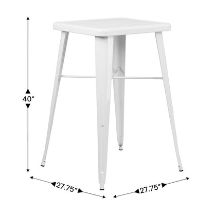 Commercial Grade 23.75" Square White Metal Indoor-Outdoor Bar Height Table