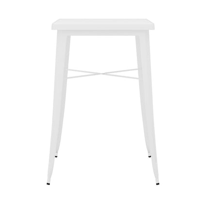 Commercial Grade 23.75" Square White Metal Indoor-Outdoor Bar Height Table