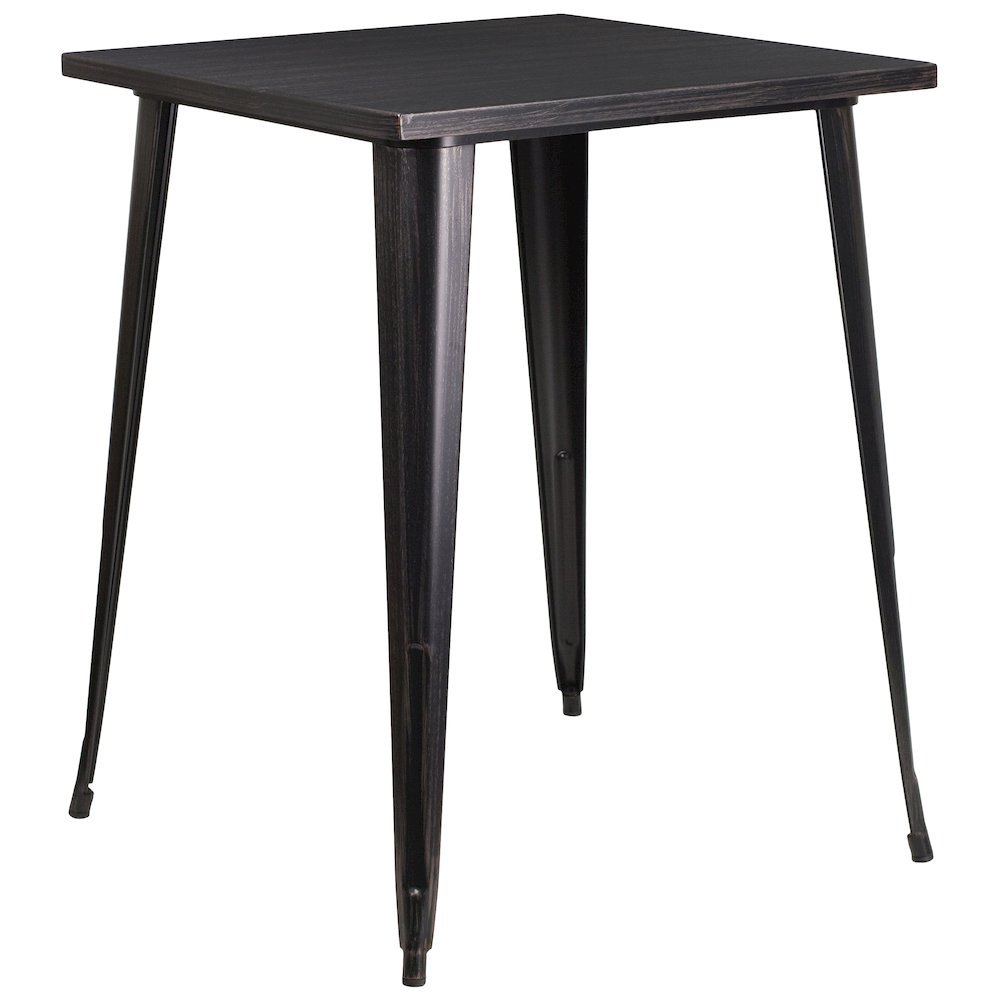 31.5" Square Black-Antique Gold Metal Indoor-Outdoor Bar Height Table