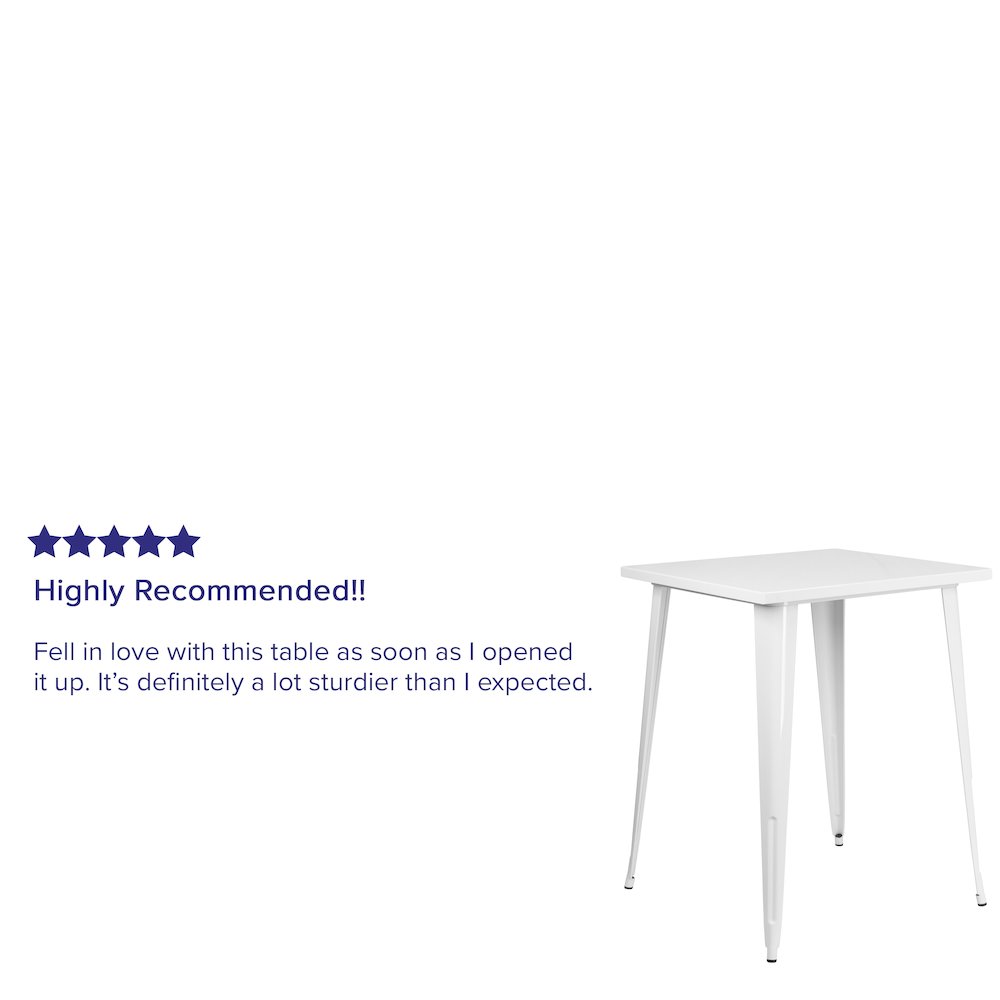 Commercial Grade 31.5" Square White Metal Indoor-Outdoor Bar Height Table