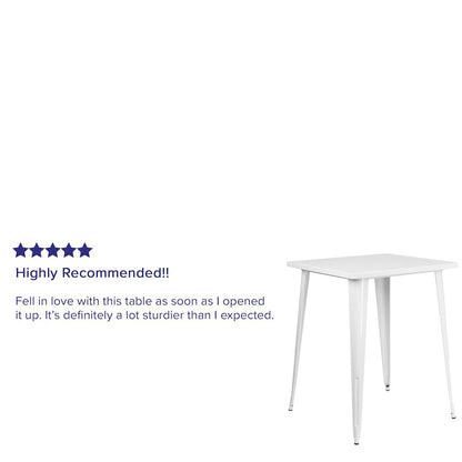Commercial Grade 31.5" Square White Metal Indoor-Outdoor Bar Height Table