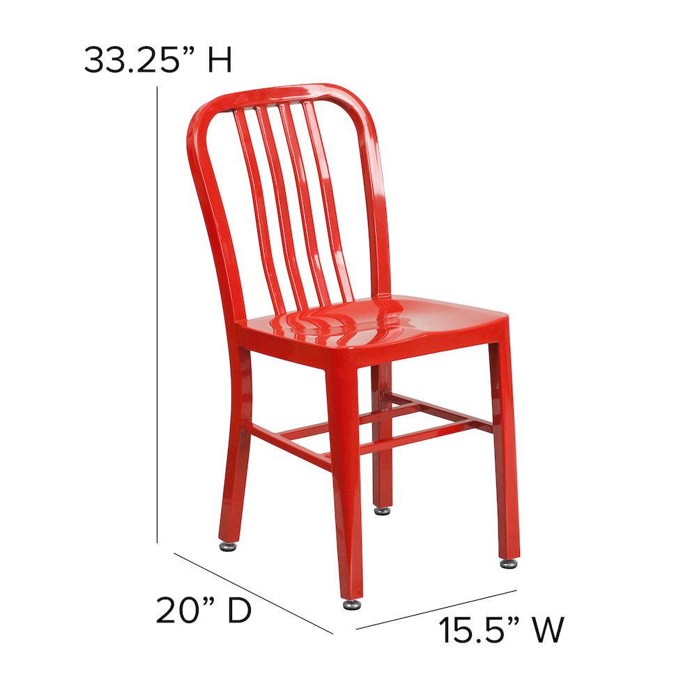 Commercial Grade Red Metal Indoor-Outdoor Chair