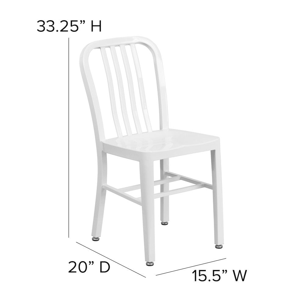 Commercial Grade White Metal Indoor-Outdoor Chair