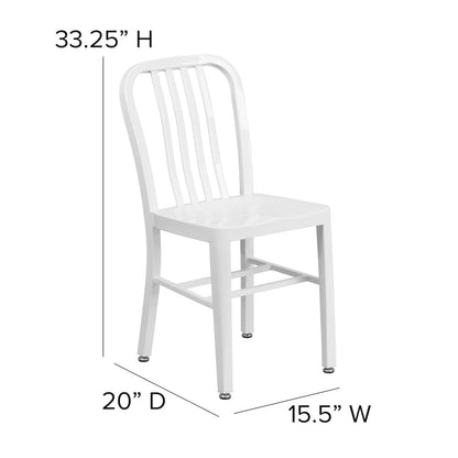 Commercial Grade White Metal Indoor-Outdoor Chair