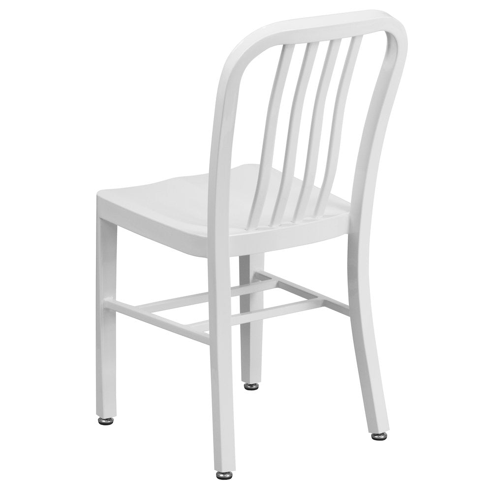Commercial Grade White Metal Indoor-Outdoor Chair