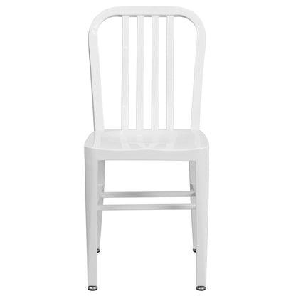 Commercial Grade White Metal Indoor-Outdoor Chair