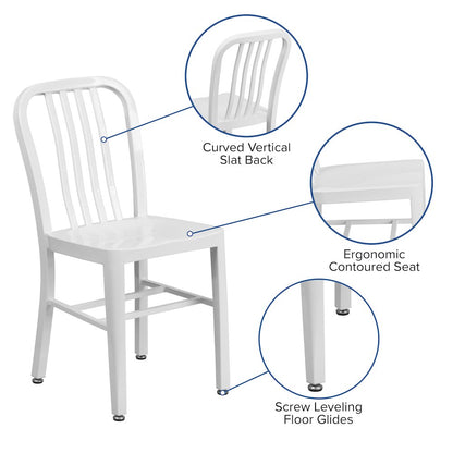Commercial Grade White Metal Indoor-Outdoor Chair
