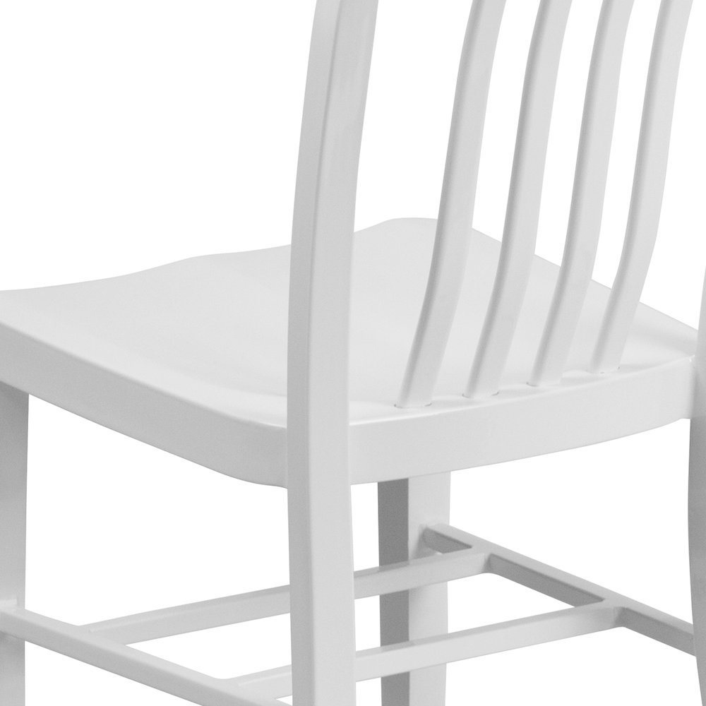 Commercial Grade White Metal Indoor-Outdoor Chair