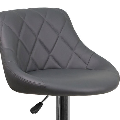 Contemporary Gray Vinyl Bucket Seat Adjustable Height Barstool with Chrome Base