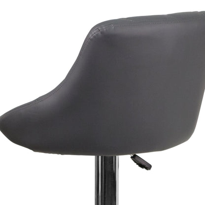 Contemporary Gray Vinyl Bucket Seat Adjustable Height Barstool with Chrome Base