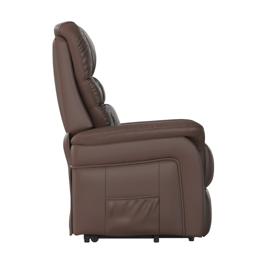 HERCULES Series Cognac LeatherSoft Remote Powered Lift Recliner for Elderly