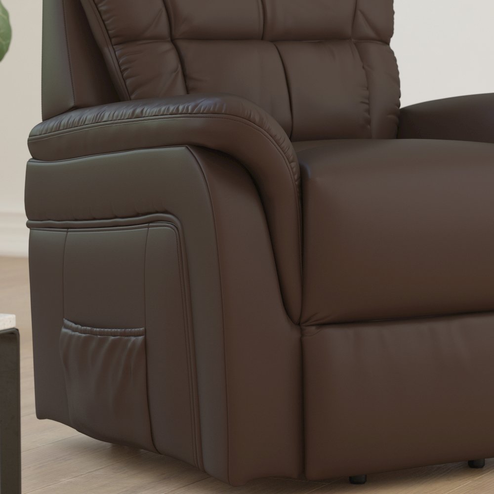 HERCULES Series Cognac LeatherSoft Remote Powered Lift Recliner for Elderly